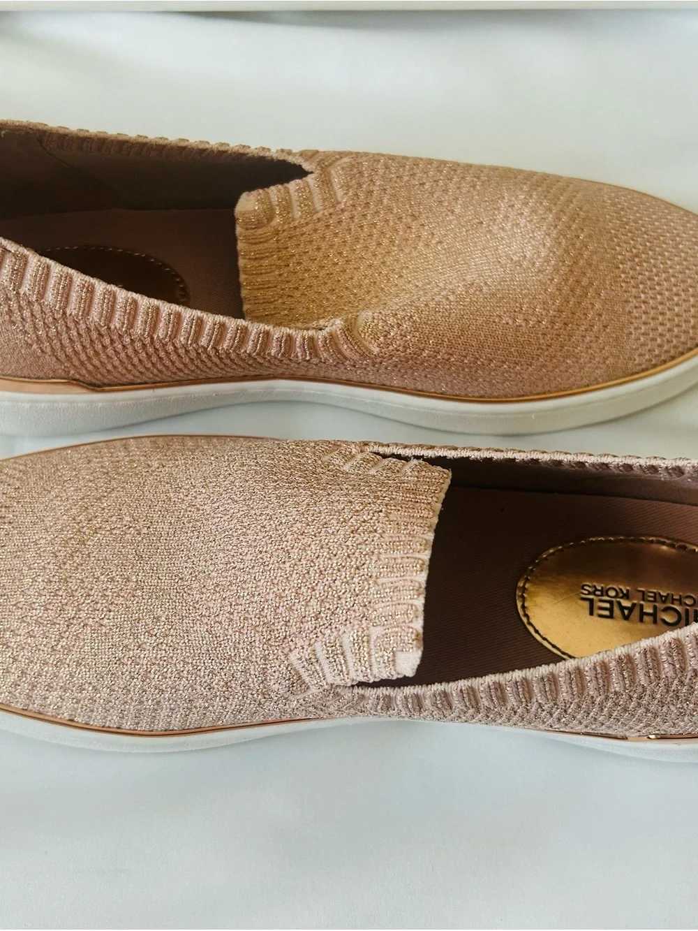 🌹💛Michael Kors🌹💛Slip-On Knit Sneakers in Blush Pink💓& Rosegold 🌹💛 Trim (EUC)